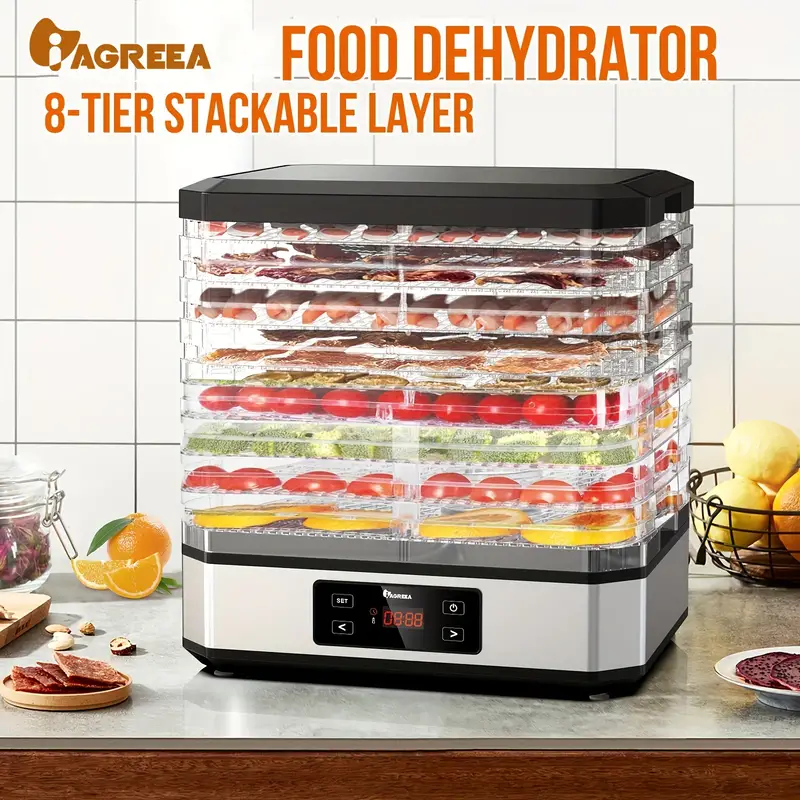 IAGREEA Food Dehydrator, Electric Food Freshener, With Powerful Drying  Ability, Digital Timer And Temperature Control, 8 Trays, Used For Fruits