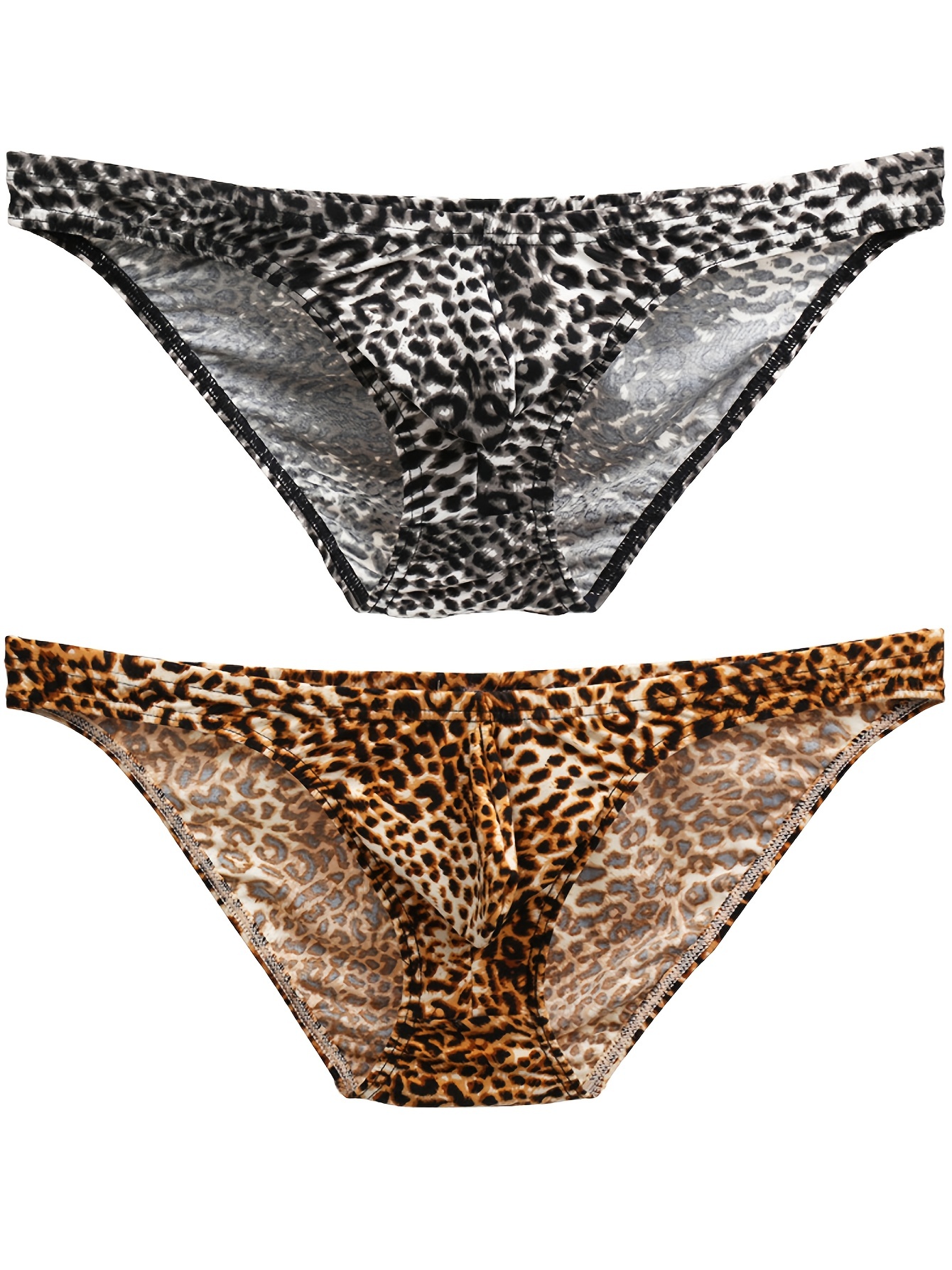 1/2/3 PACKs Men's Sexy Leopard Pattern Stretch Comfortable Breathable  Briefs Underwear