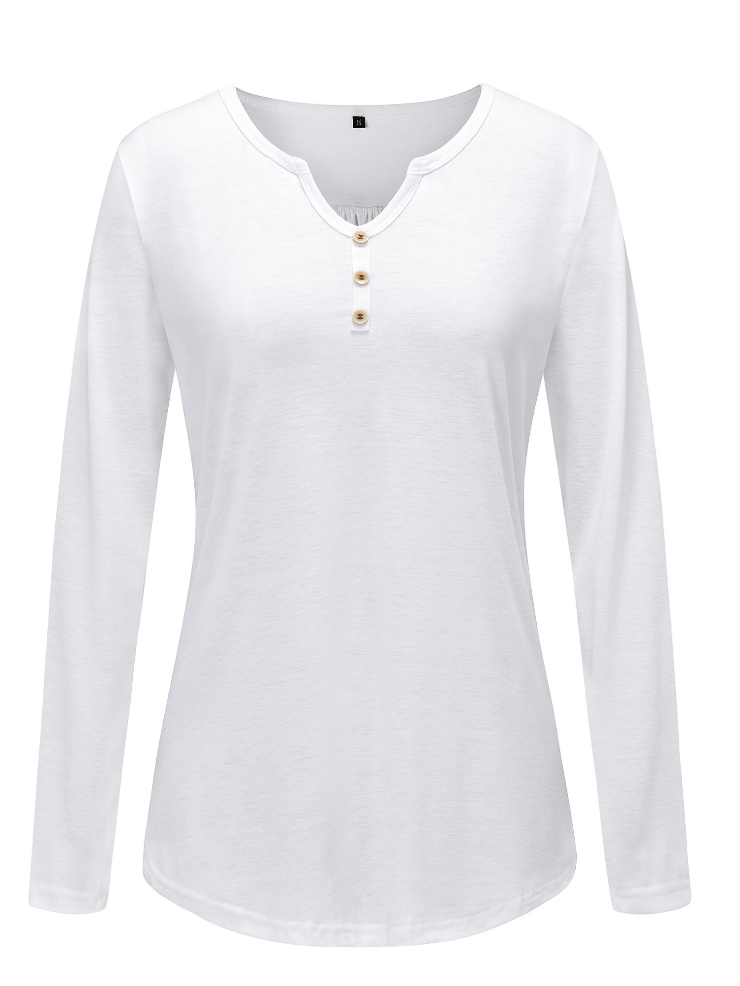  Camiseta de manga larga para mujer, cuello en V, casual, para  otoño, camiseta de manga larga (color blanco, talla: XXXL) : Ropa, Zapatos  y Joyería