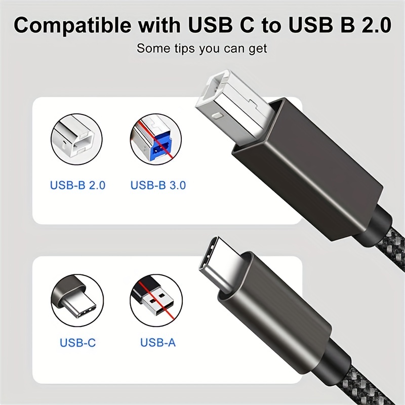 1.65ft/3.3ft/9.9ft Tipo C Usb A A Usb B 2.0 Cavo Stampante - Temu Italy