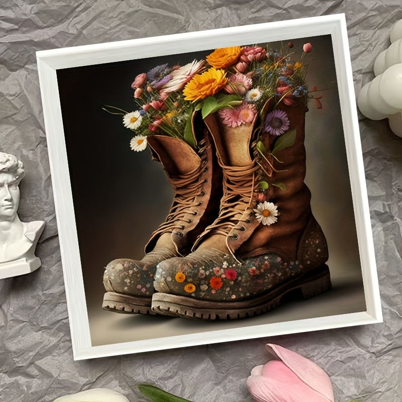 5d Diamond Painting Set Cowboy Boots And Hat Pattern - Temu