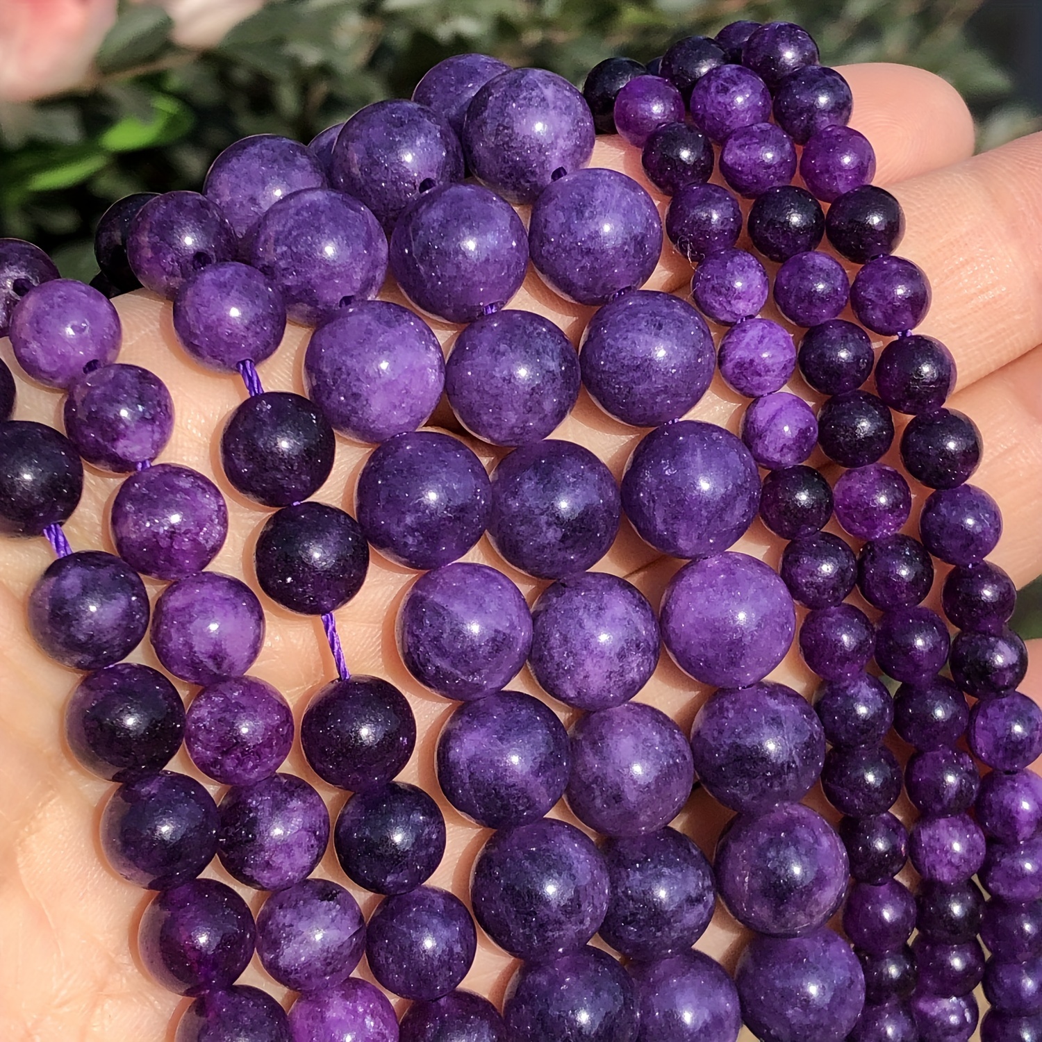 Natural Stone Light Purple Crystal Beads Round Loose Spacer - Temu