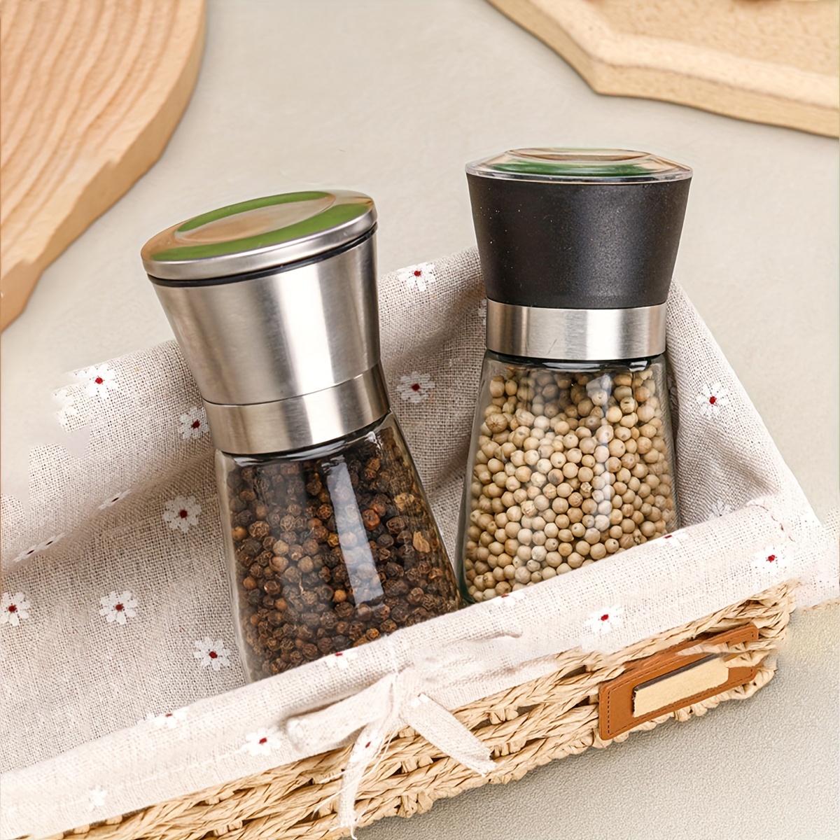 Pepper Grinder Household Sea Salt Ginder Glass Spice Grinder - Temu