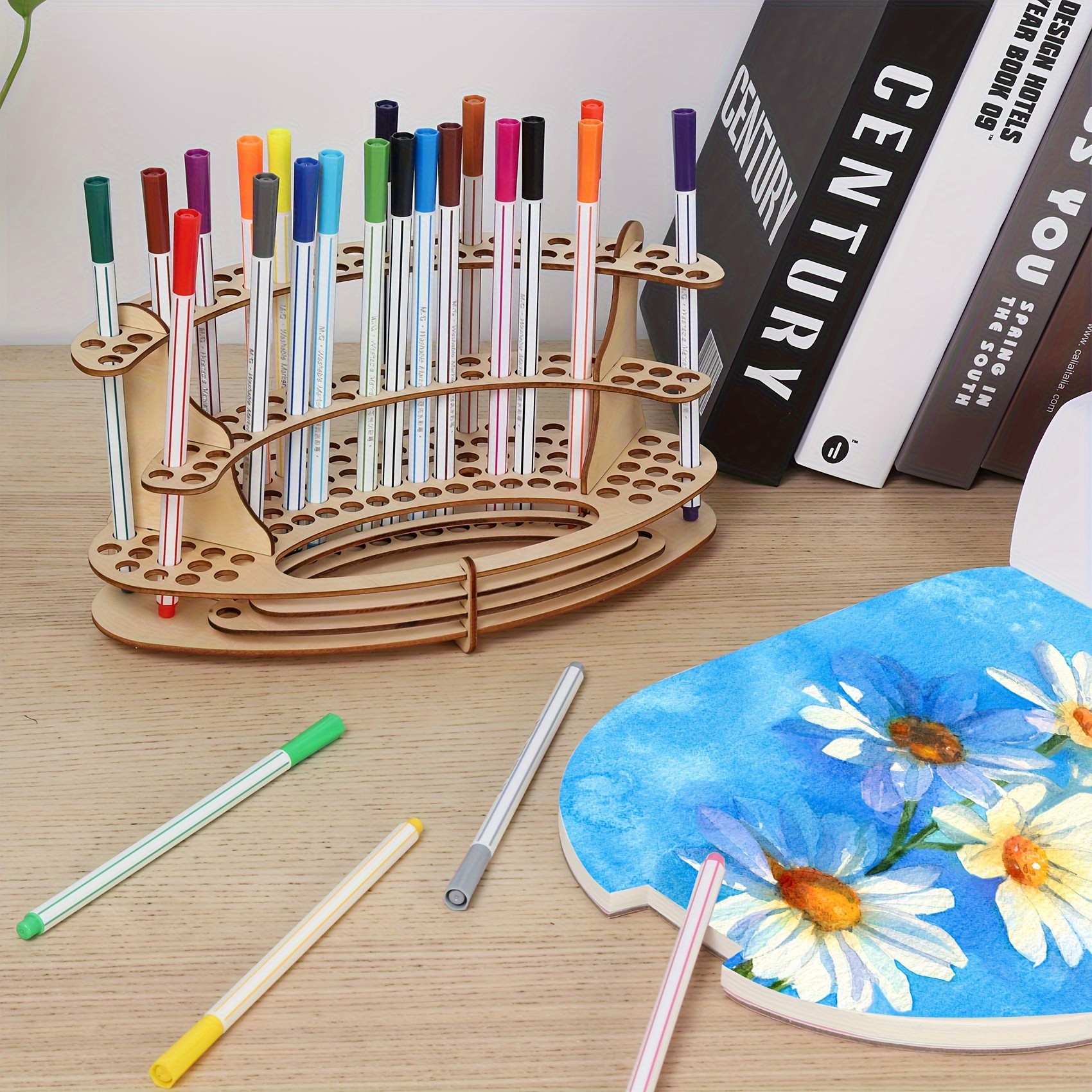  Artist Paint Brush Holder,67 Holes Wooden Paint Brush Holder  Stand For Artist, Paint Brush Holder,Paintbrush Holder Organizer, For  Colored Pencils Paint Brushes Makeup Brushes