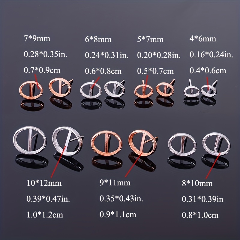 925 Silver Oval Bezel Diamond Prong Stud Earring Settings