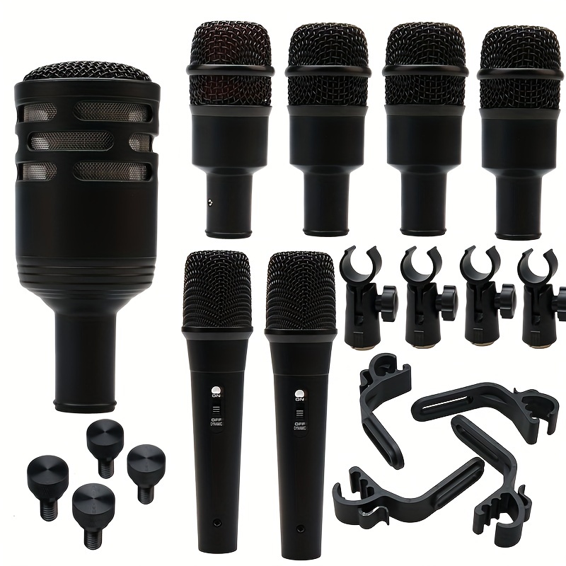  G-MARK 7-Piece Drum Mics, G7 Dynamic Drum Microphone Kit for  Bass/Kick Drum, Snare Drums, Toms & Cymbals for Studio Recording and Live  Performance : Musical Instruments