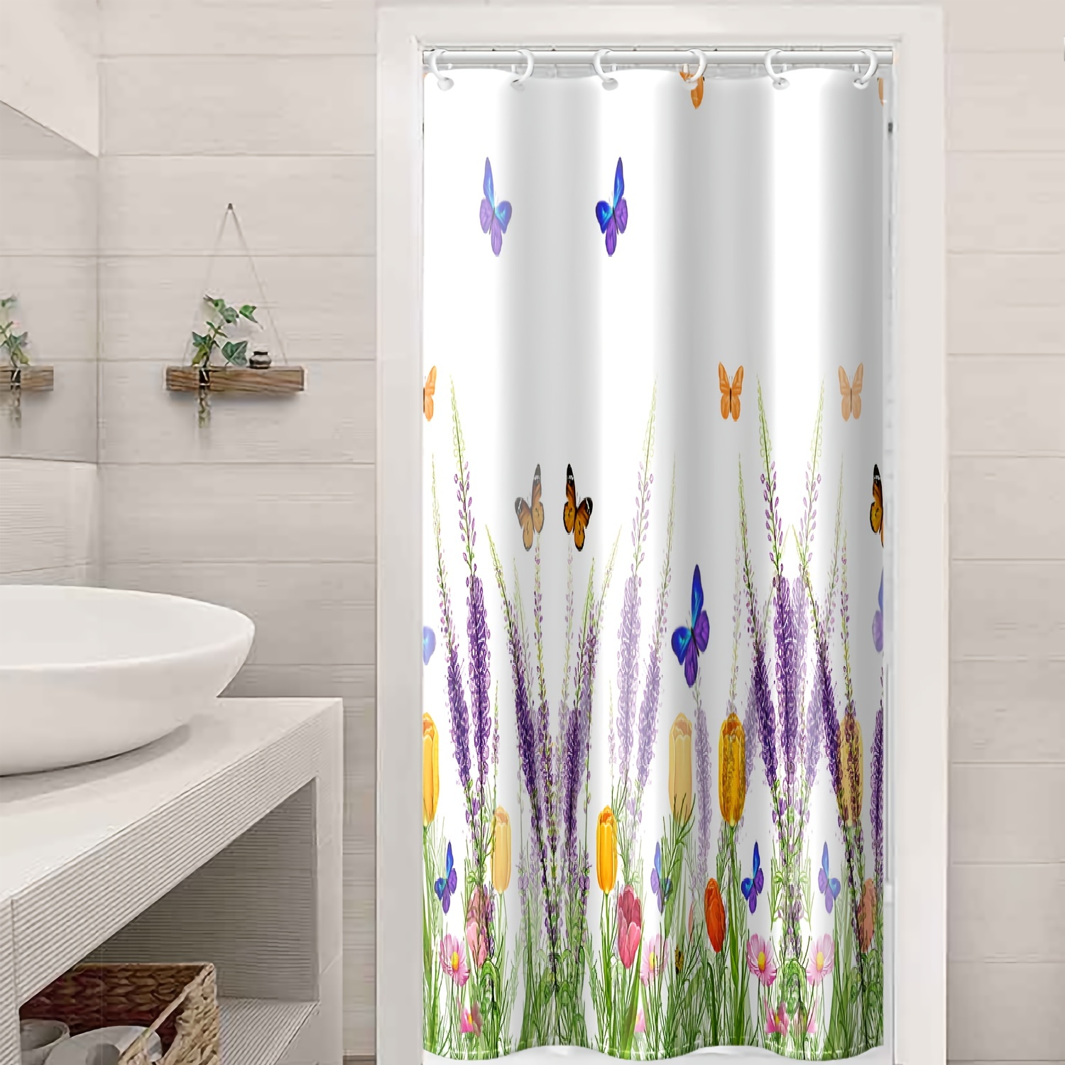 Face Shower Curtain Abstract Women 12 Plastic Hooks Boho - Temu Canada