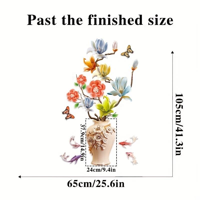Autocollants Muraux Vase Et Lotus Style Chinois Vintage - Stickers Décoratifs Fleur Et Poisson à Décoller Et Coller