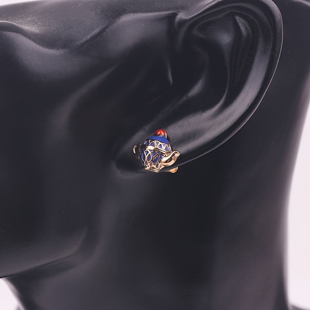 Enamel Multicolor Drop Glaze Teapot Tea Cup Ear Stud Earrings
