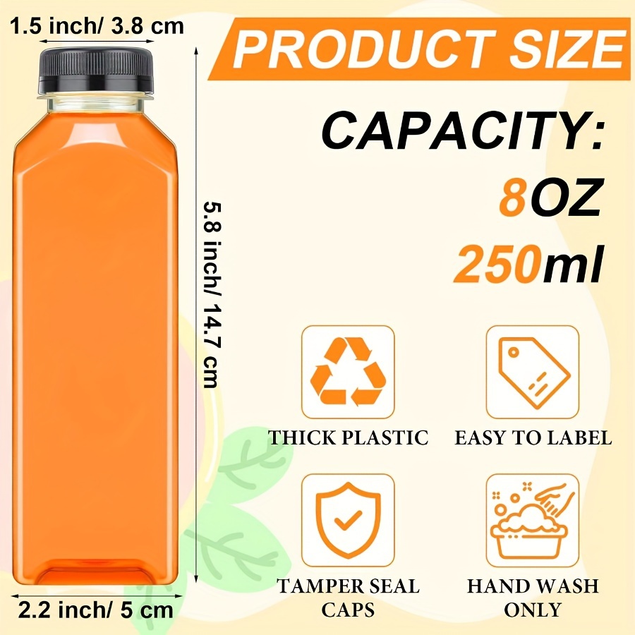 12pcs 2 Oz Small Plastic Bottles For Liquids - Ginger Shot With Caps,  Wellness Juice Freezer Safe, Leak Proof, Plastic Smoothie Bottles Ideal For  Juice Milk Homemade Beverages Drink Containers