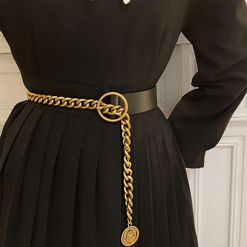 Vintage Metal Chain Pendant Belt Decoration Suit Coat Skirt Dress