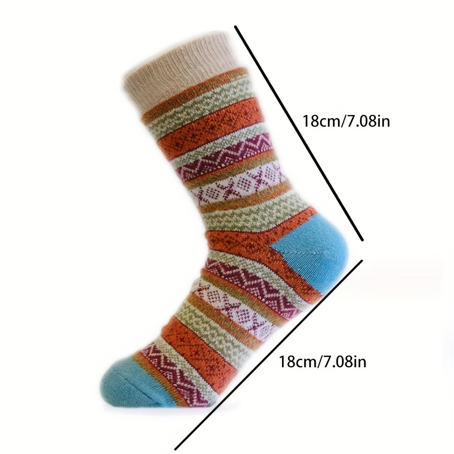 Womens Warm Socks 6 Pairs Thermal Wool Socks Cozy Winter Socks Vintage  Casual Crew Cotton Thick Socks