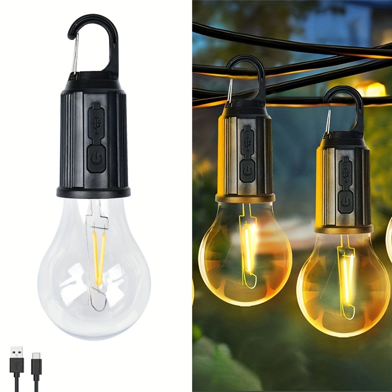 2 Lampes solaires de camping portables, ampoule solaire LED Lampe de  secours solaire Lanterne de jardin Éclairage solaire avec panneau d'ampoule  à crochet pour le camping, la pêche, la randonnée, l'intérieur 