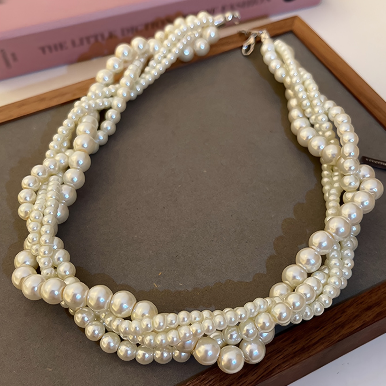 Vintage Handmade Baroque Faux Pearl Necklace Clavicle Chain Accessories for Women,Temu