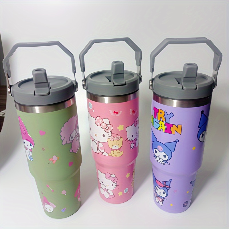 Kawaii Hello Kitty Reusable Coffee Cups with Lids Straw Portable Vacuum  Cold Hot Cup for Water Juice Milk Camping Water Bottle - AliExpress
