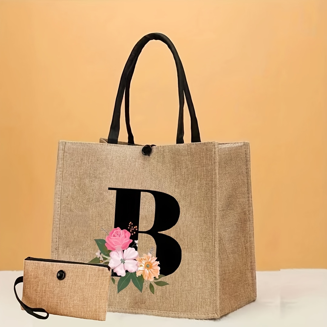 Bolso Tela Estampado Floral Bolso Arpillera Versátil Gran - Temu Chile