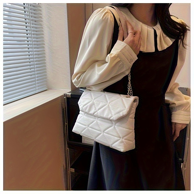 Women's Argyle Quilted Shoulder Bag, Chain Strap Large Capacity Tote Bag,  Flap Handbag For Work - Temu