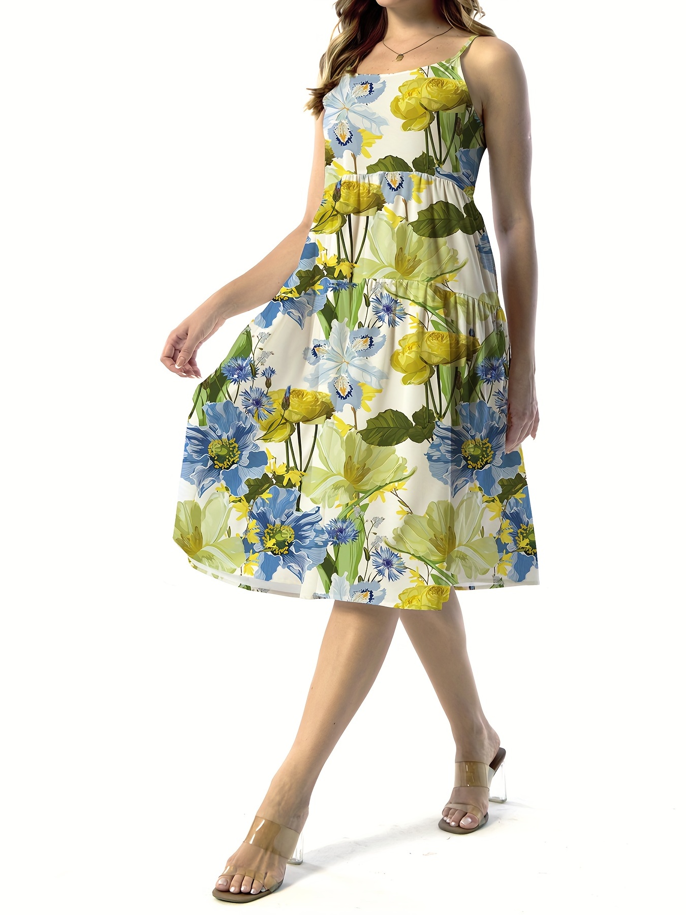 Leaves Print Tiered Cami Dress Vacation Casual Dress Summer - Temu