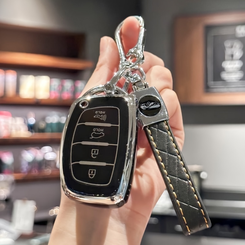 HIBEYO Coque de clé Intelligente Compatible avec Hyundai Kona I30 IX35  Santa Fe Palisade Azera Tucson Grandeur Porte-clés télécommande Rose, porte  clé hyundai 