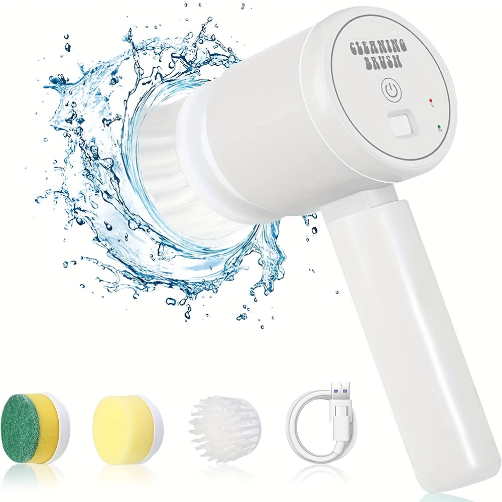 Electric Spin Scrubber Shower Cleaning Brush with 3 Replaceable Brush Heads  and Adjustable Extension Arm Cordless Household Cleaning Brush for Bathroom  Tub Tile Floor-U.S. standard plug
