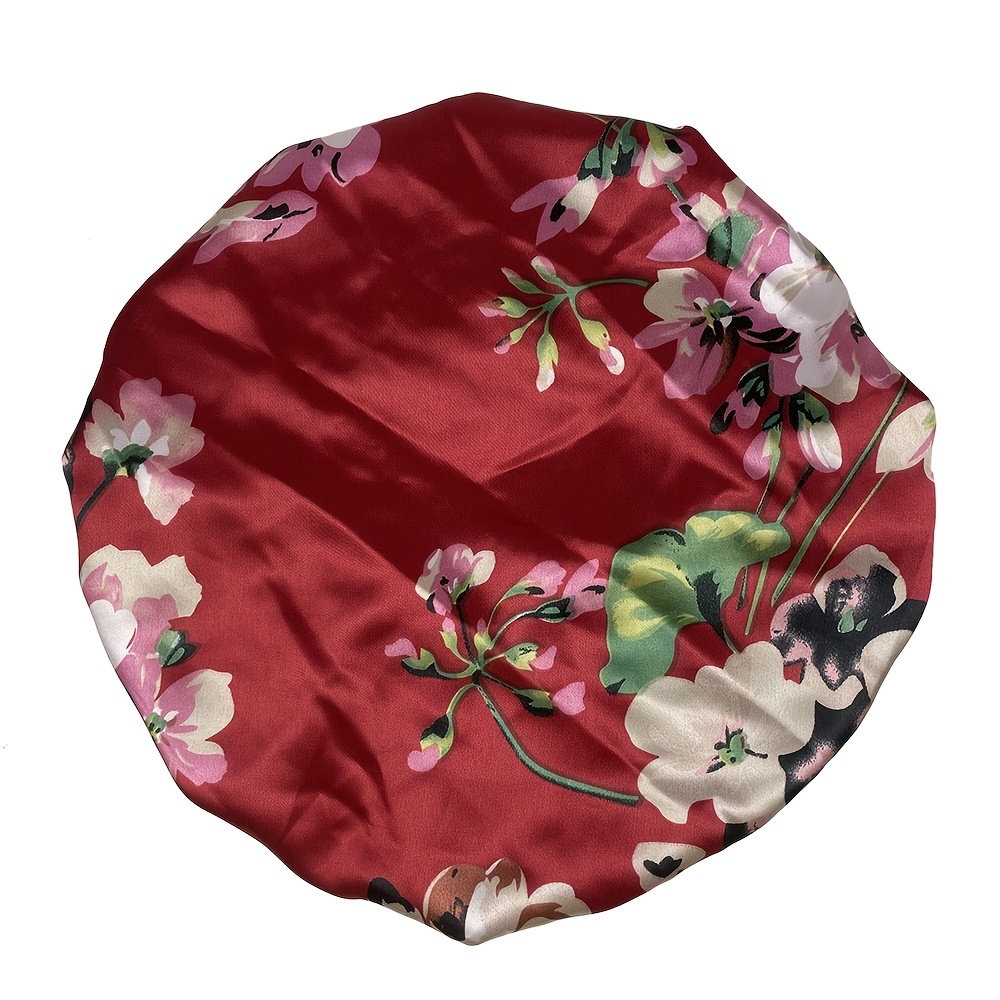 Alnorm Satin Bonnet Floral Print Double Layer Sleep Cap