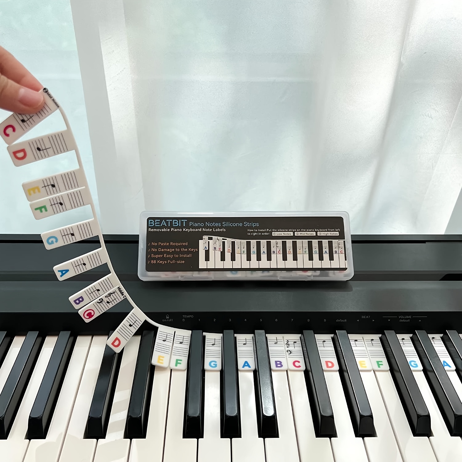 Autocollants de couleur pour clavier de piano pour enfants débutants  Accessoires d'instruments de musique, Style: Touches de piano 61 touches