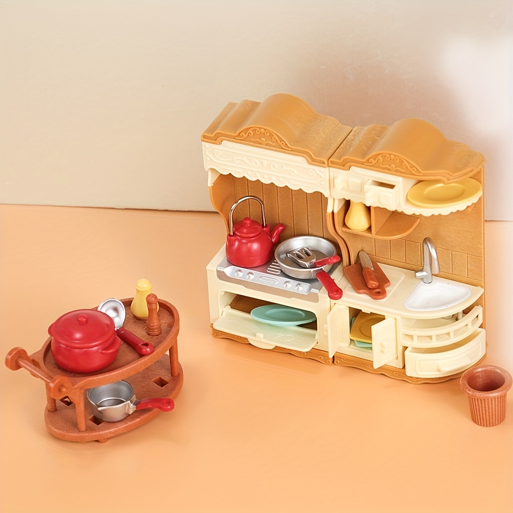 18pcs Kitchen Combo Toys Stove Dishwasher Tableware Dollhouse Play