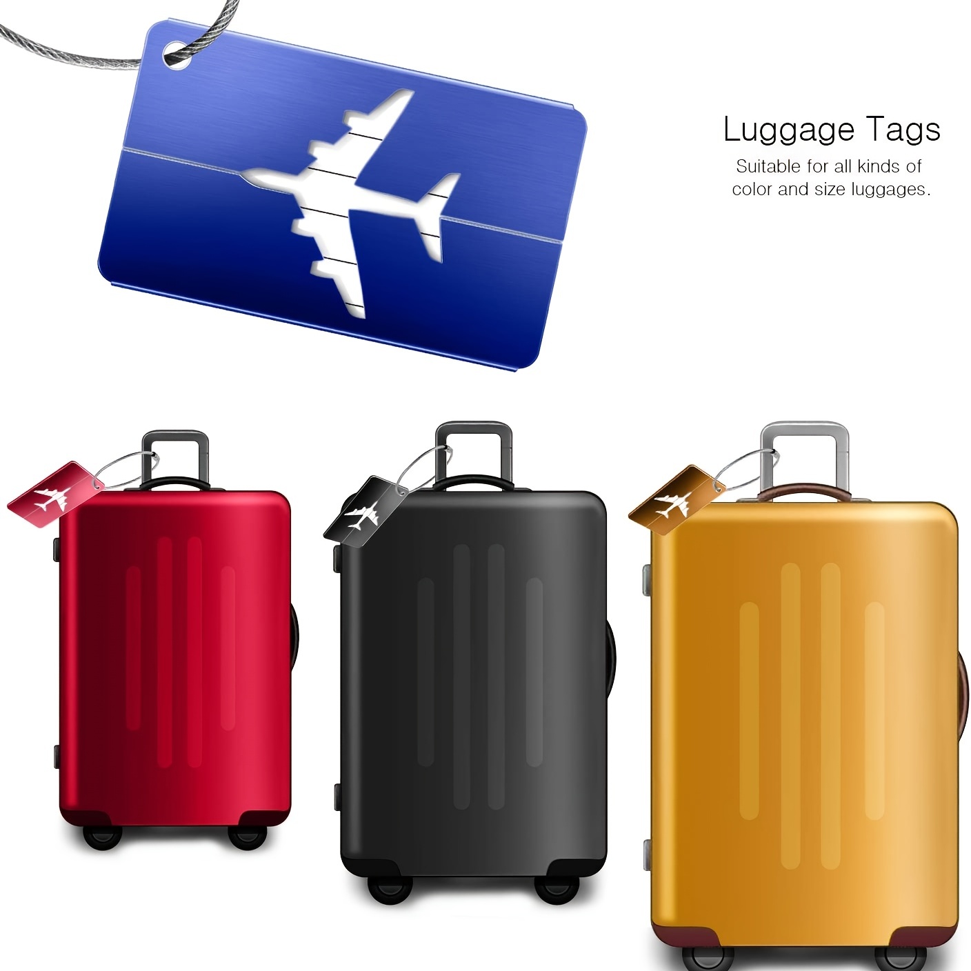 8pcs Colorful Aluminium Luggage Tags With Name ID Cards, Stainless Steel  Loops, And Card Holders - Essential Travel Accessories For Flying And  Baggage