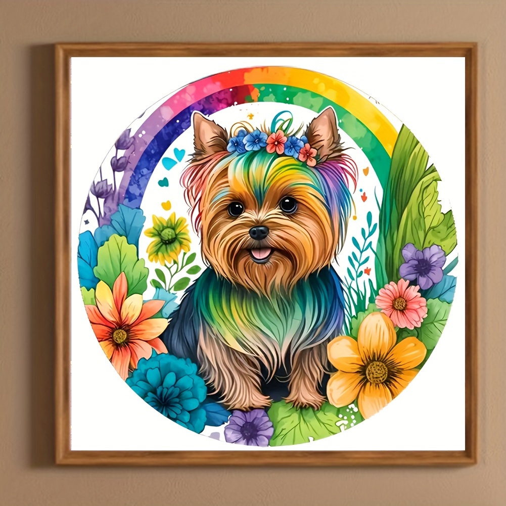 Flower Puppy 5d Diy Diamond Painting Full Round Cross Stitch Set Frameless  Rhinestone Decor Gift Birthday