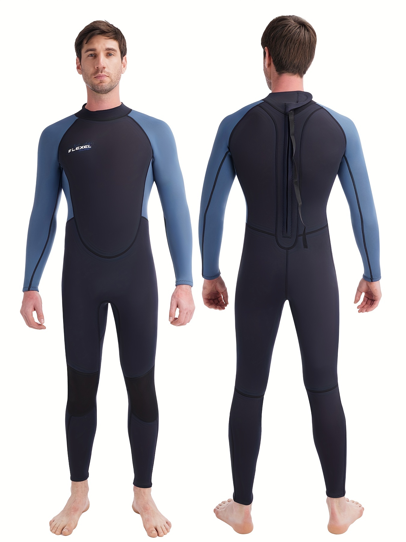 * Men's 3mm Neoprene Color Block Long Sleeve Skinny Stretch Wet Suit, Men's  Sunscreen Full Wet Suit For Surfing Swimming Sports