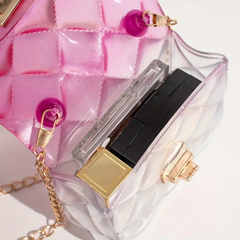 Color Contrast Jelly Handbag, Mini Chain Crossbody Bag, Candy Color Flap  Purse For Women - Temu Italy