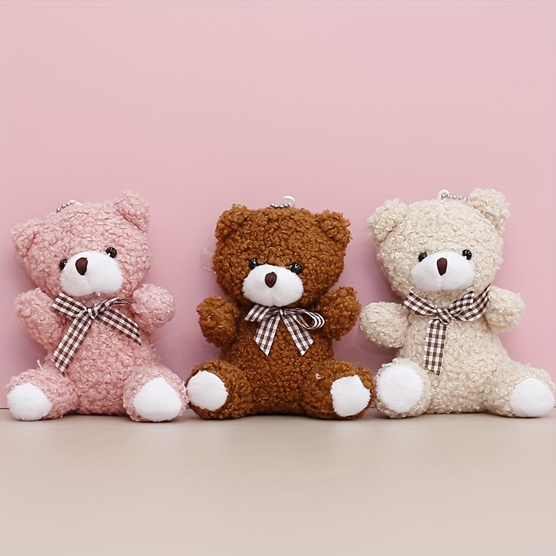 10CM Cute Bow Tie Teddy Bear Keychain Schoolgirl Bag Pendant Little Bear  Doll Wedding Throw Christmas Gifts To Boyfriend