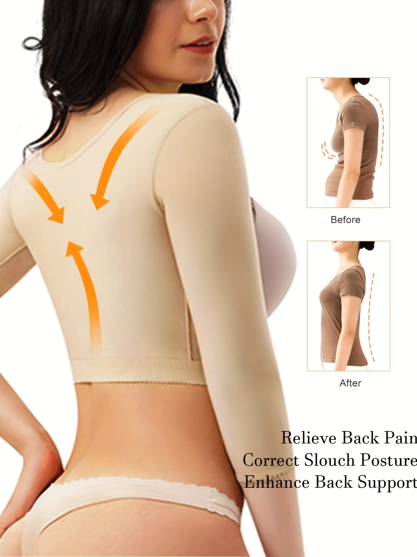 VASLANDA Upper Arm Shaper Post Surgical Slimmer Compression Sleeves  Humpback Posture Corrector Tops Shapewear for Women