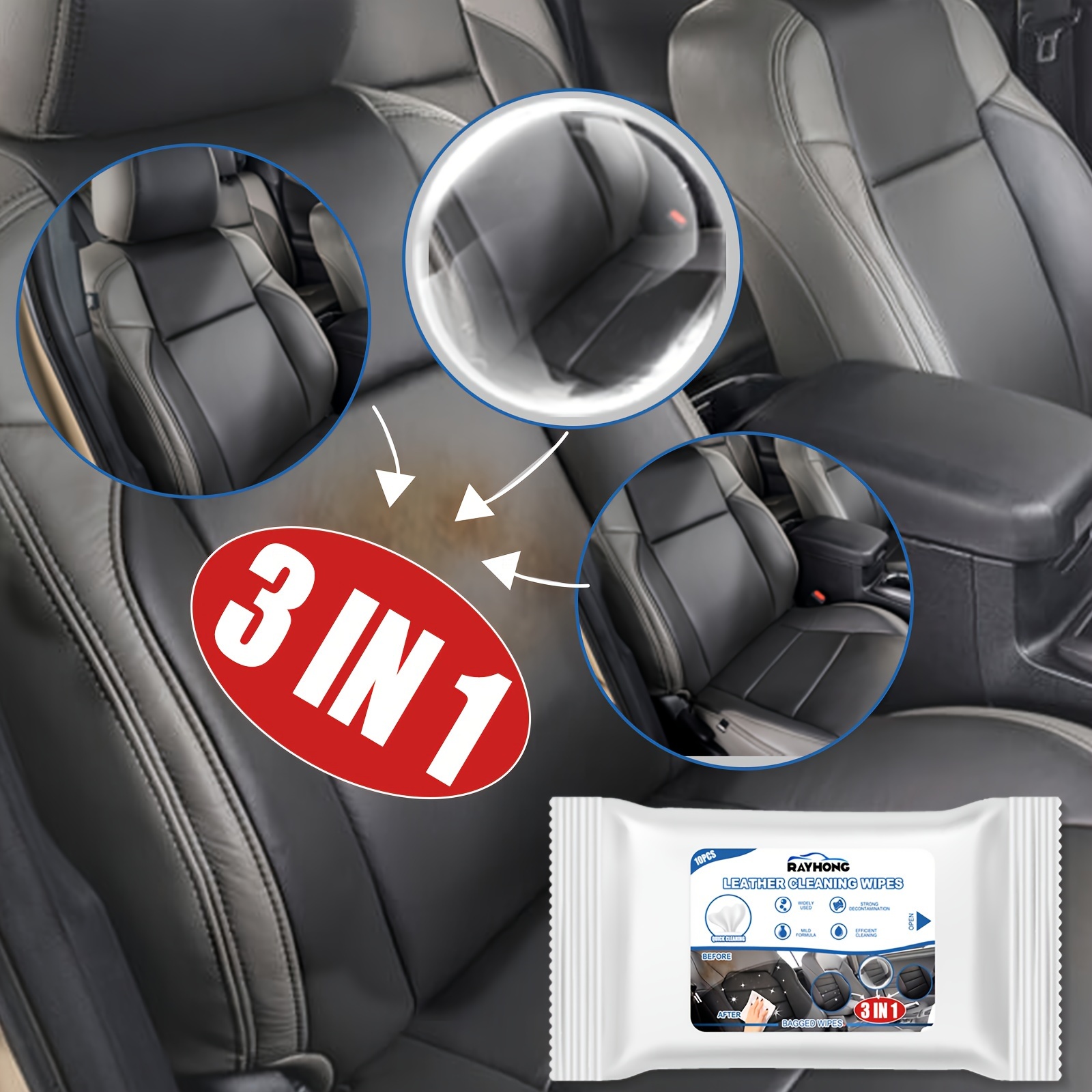  Car Leather Wipes for Leather Cleaner for Car Interior