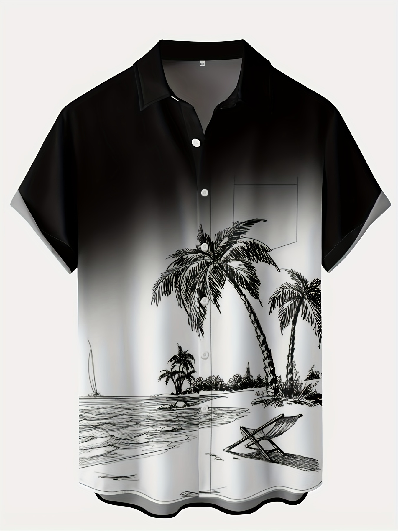 Camisa Hawaiana Manga Corta Estampado Flores Árboles Hombre - Temu