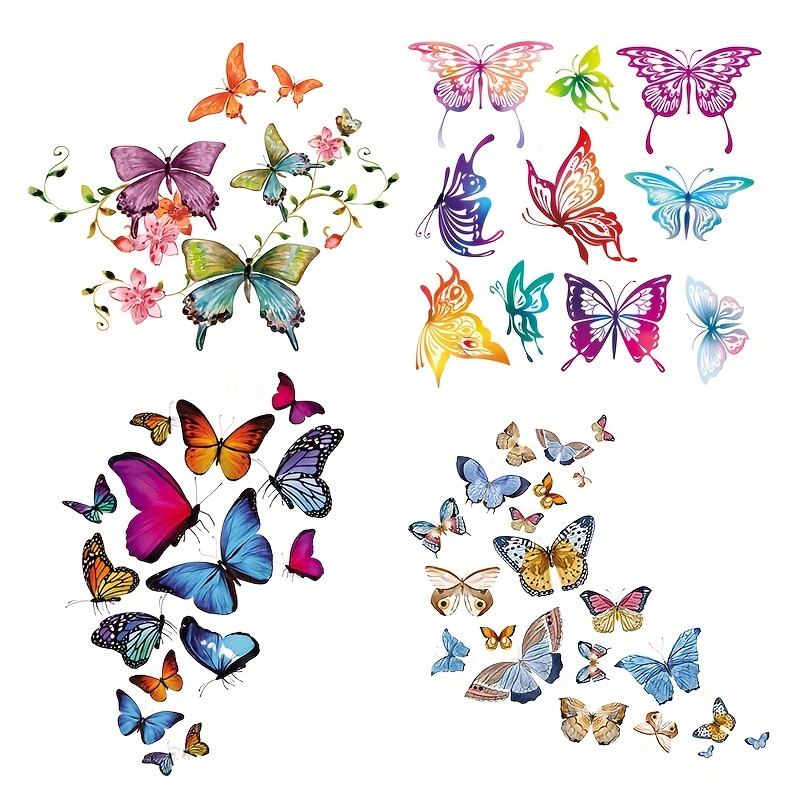 Flower Butterfly iron on stickers for clothes vinyl fabric decals