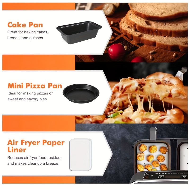 Air Fryer Accessories, Cake Basket Air Fryer Liners, Pizza Pan, Baking  Rack, Brush Tongs, Set Fit For Most Universal Air Fryer, Kitchen  Accessaries, Kitchen Stuff - Temu