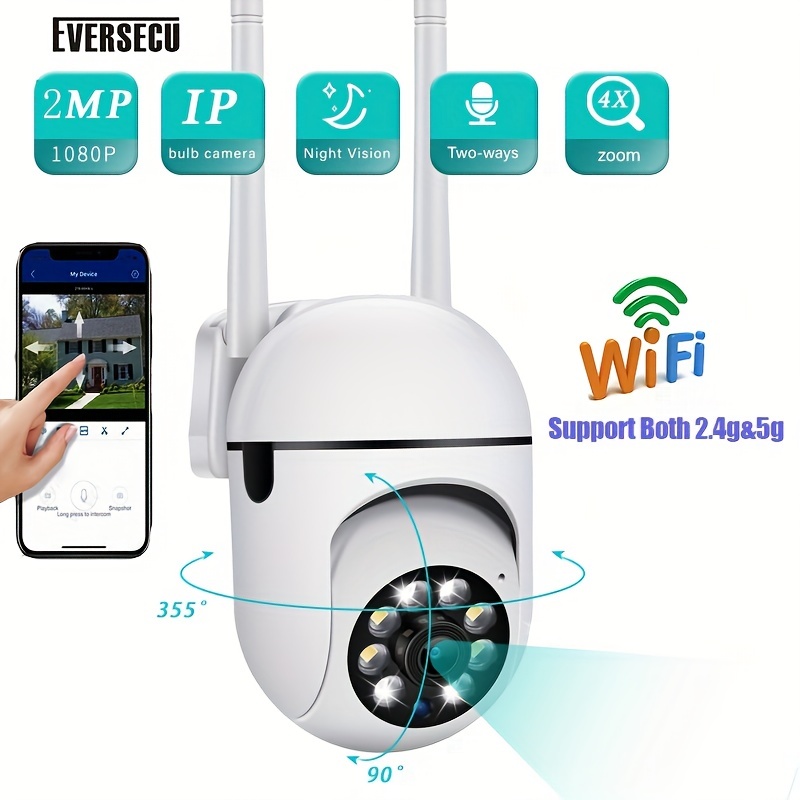 2 4ghz & 5ghz Dual Band HD 1080P Outdoor PTZ Home Security Camera with 2-Way Audio