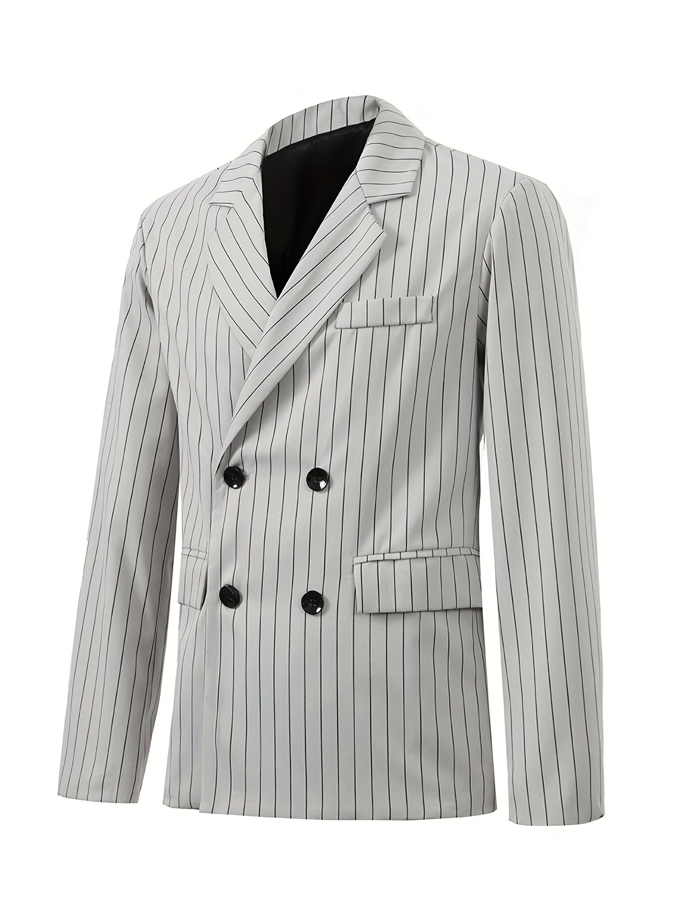 Formal Men's Retro Striped Double breasted Suit Jacket Dress - Temu