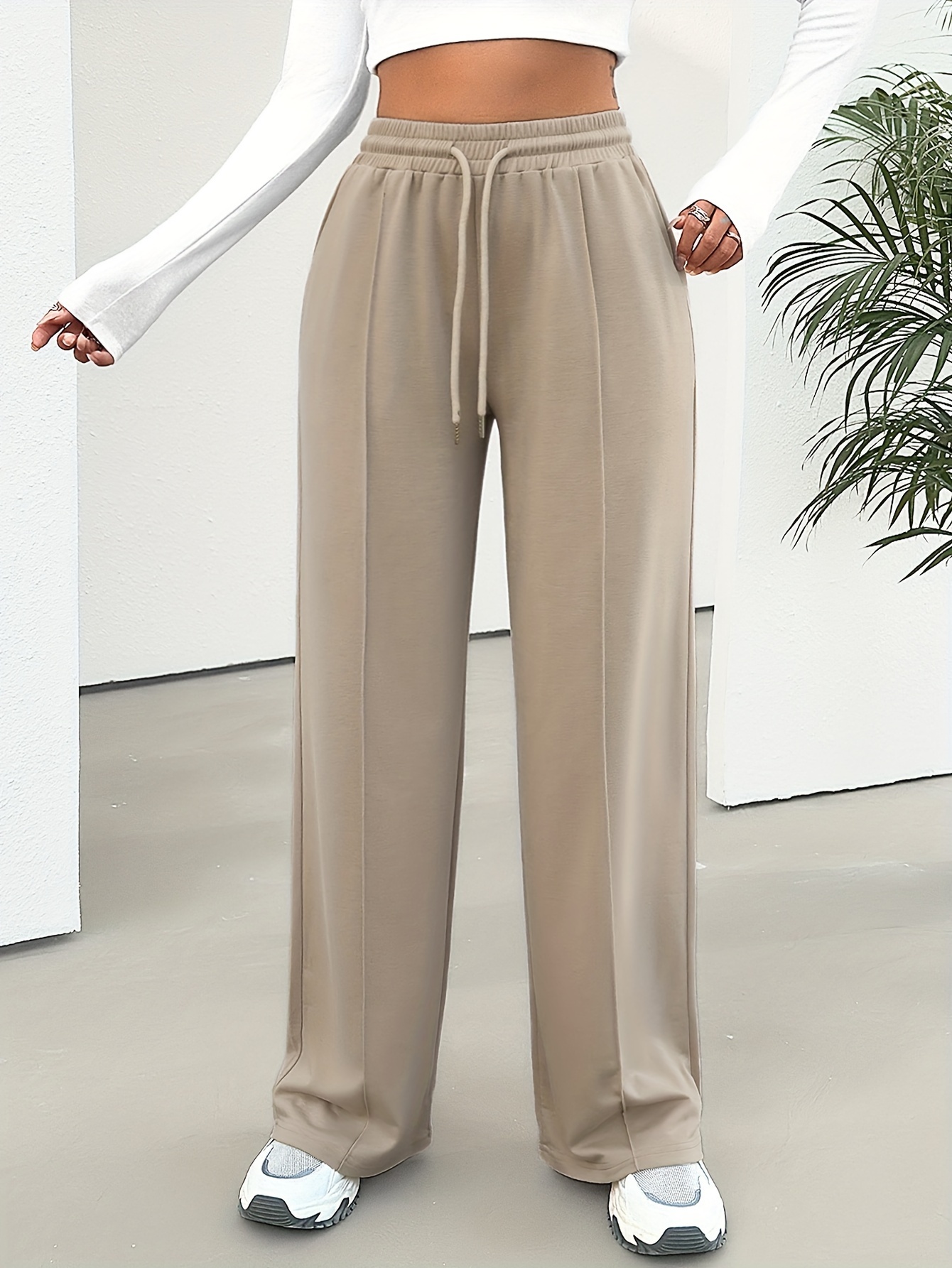 Cotton drawstring trousers, beige, Tape A L'oeil