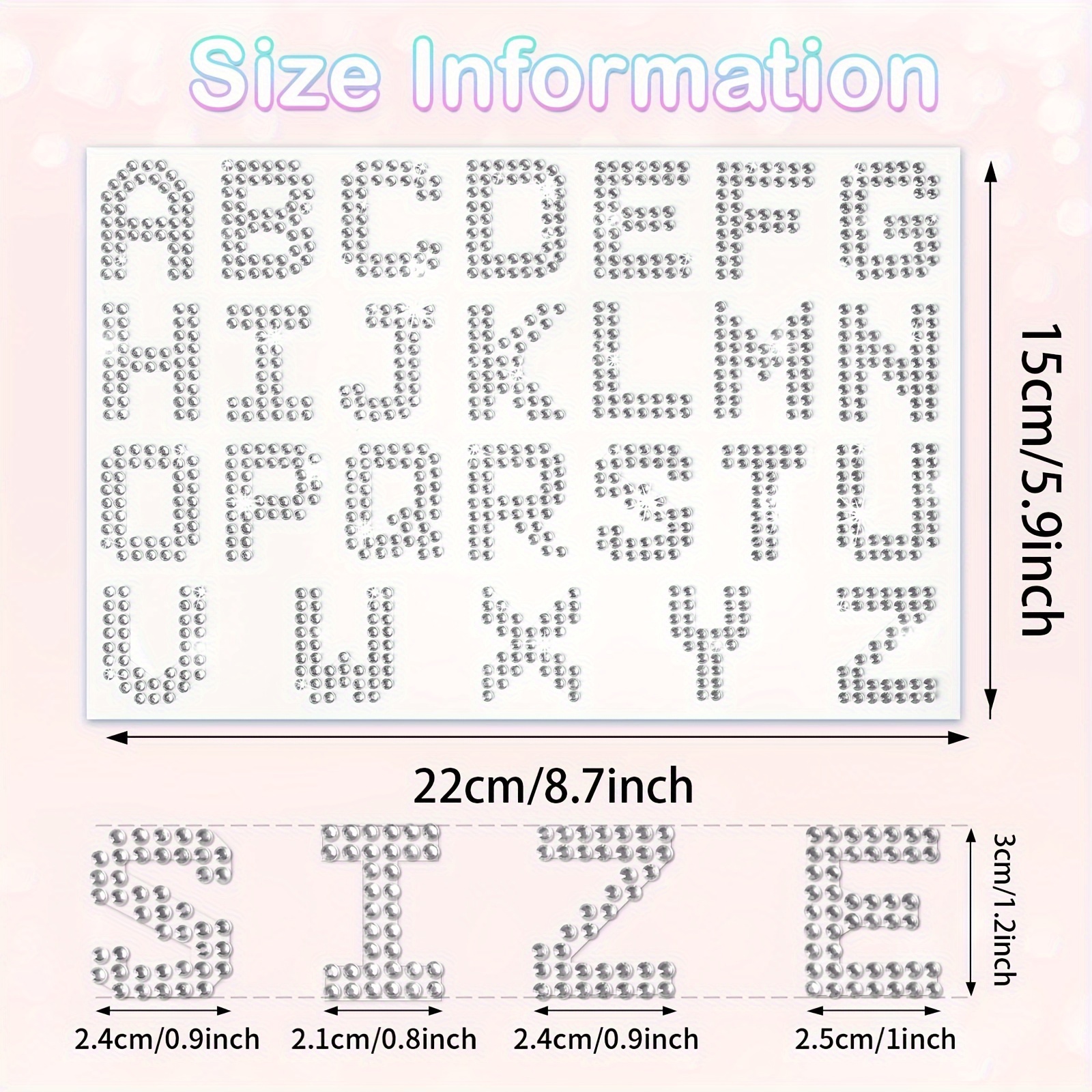 3 Sheets of Decorative Iron on Letters Delicate Rhinestone Letters  Multi-function Glitter Stickers 