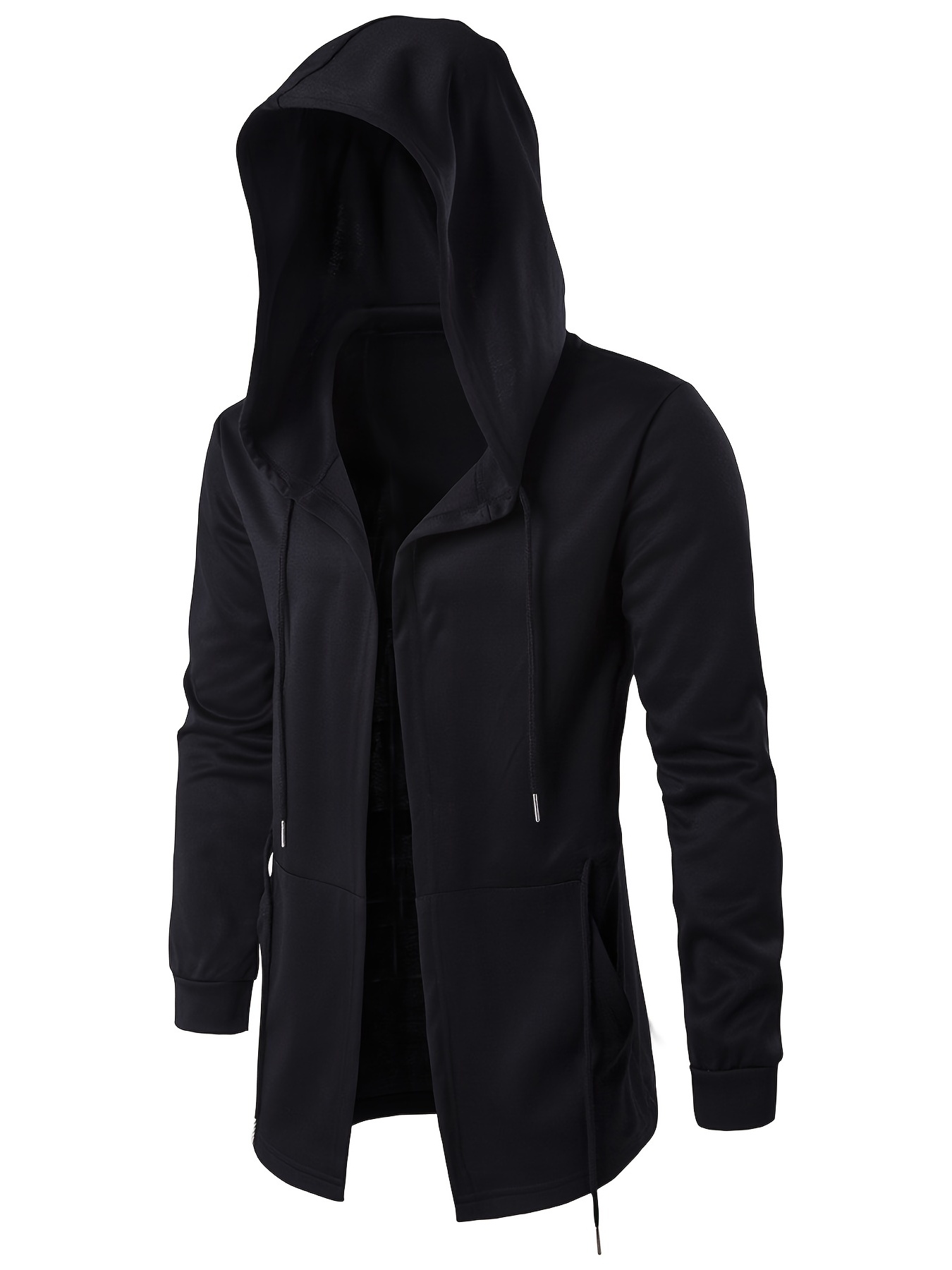 Mens Medium Long Casual Cloak Hooded Trench Coats Windbreaker Jackets ...