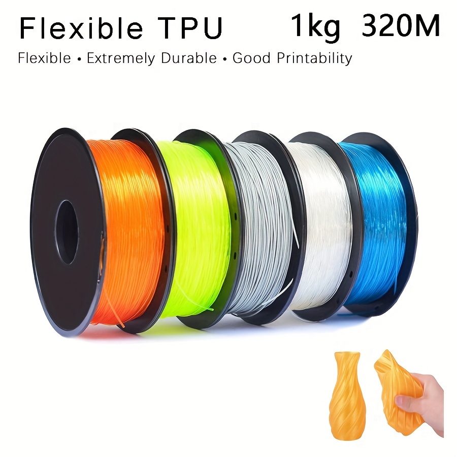 3D Flexible White TPU Filament 1.75 mm, 2.2 LBS (1KG) Material: TPU