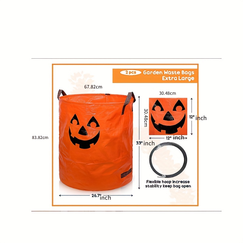 N/C 8PCS Pumpkin Leaf Bags Halloween Leaf Bags Pumpkin Trash Bags