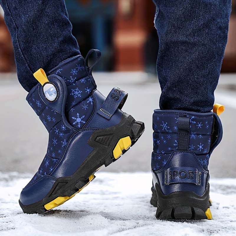 Boy's Trendy Snow Boots, Warm Fleece Cozy Non-slip Ankle Boots Plush Comfy  Outdoor Hiking Shoes Lined Trekking Shoes, Winter - Temu Qatar