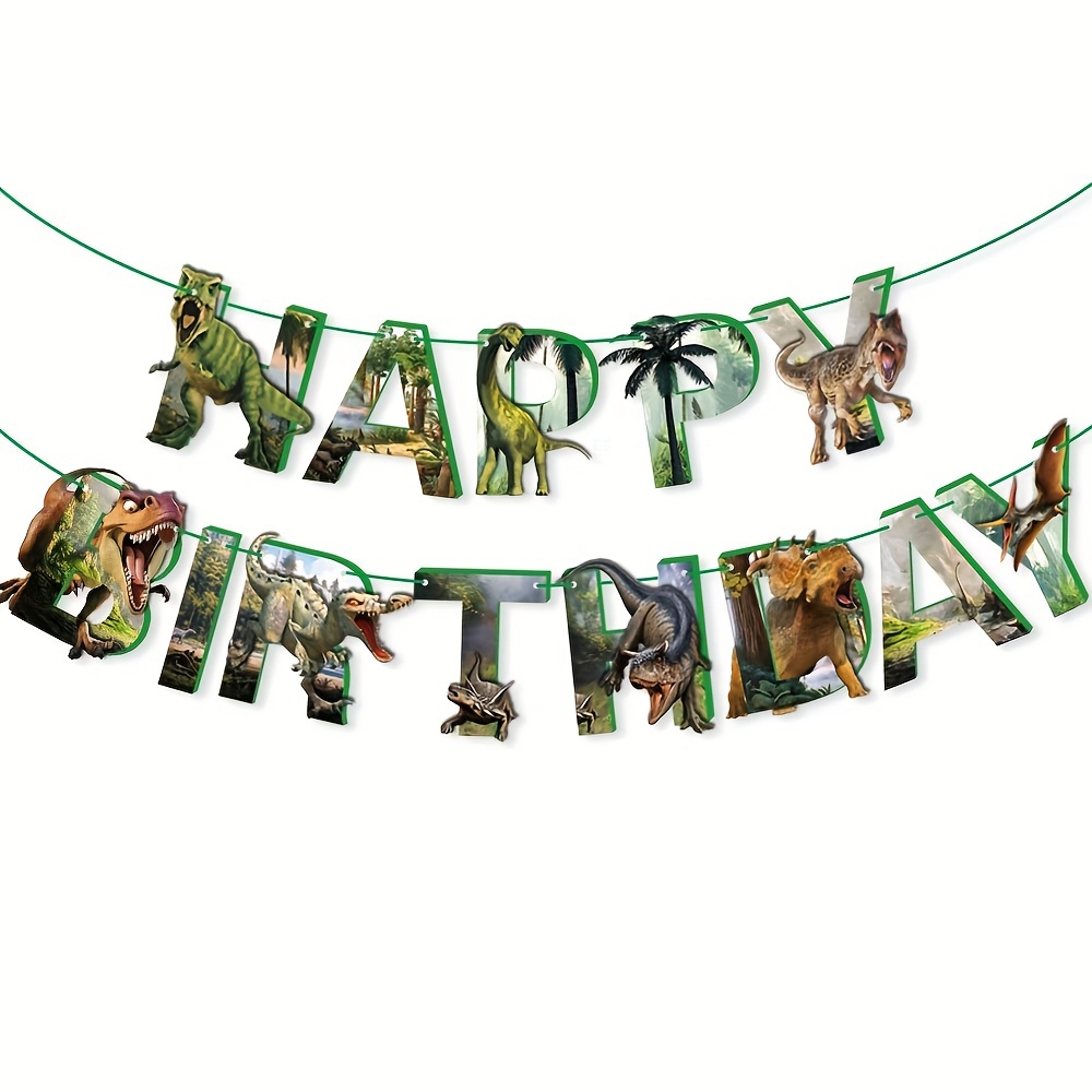 Dinosaur Theme Birthday Party Banner Cake Insert Set