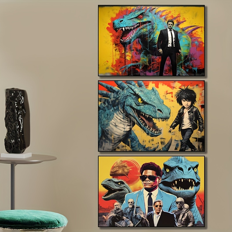 Dinosaur Poster Picture Canvas Painting Living Room Decor - Temu