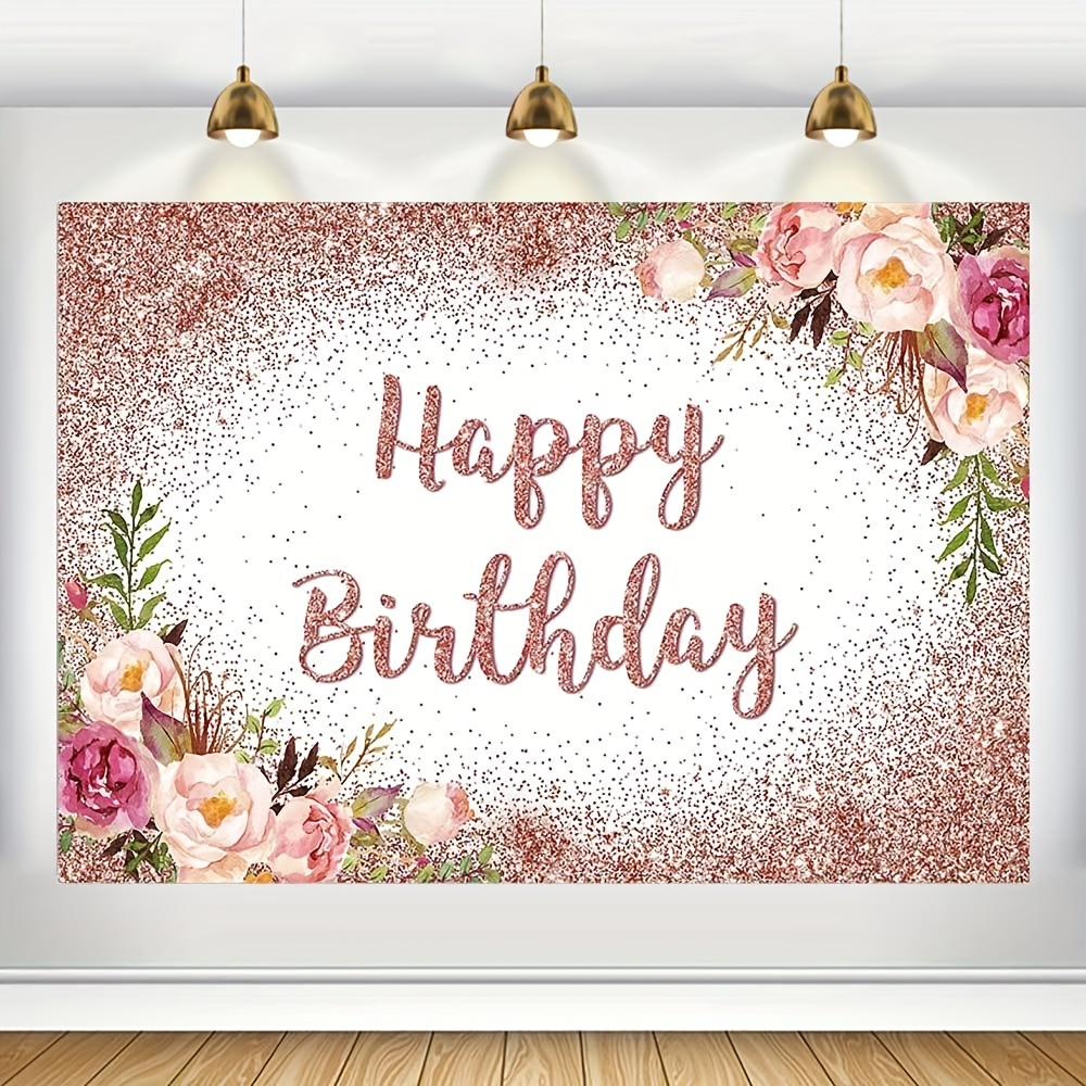 Fondo de fiesta de feliz 40 cumpleaños para mujer, pancarta de flores de  oro rosa, Fondo de 40 años y 40 días, tacones altos de diamante - AliExpress