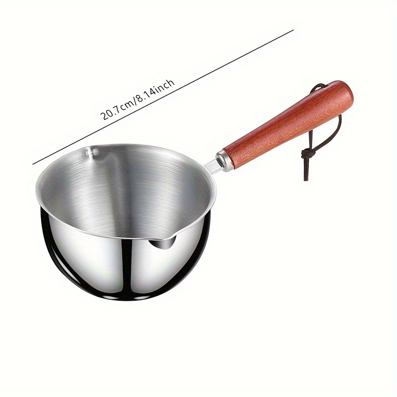 Wood Handle Oil Pot Small Milk Pot Stainless Steel Saucepan with Handle  Small Pouring Oil Pot