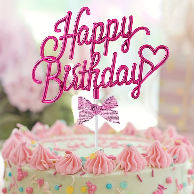 1pc Decorazione Torta Compleanno Rosa Happy Birthday Cake - Temu Italy